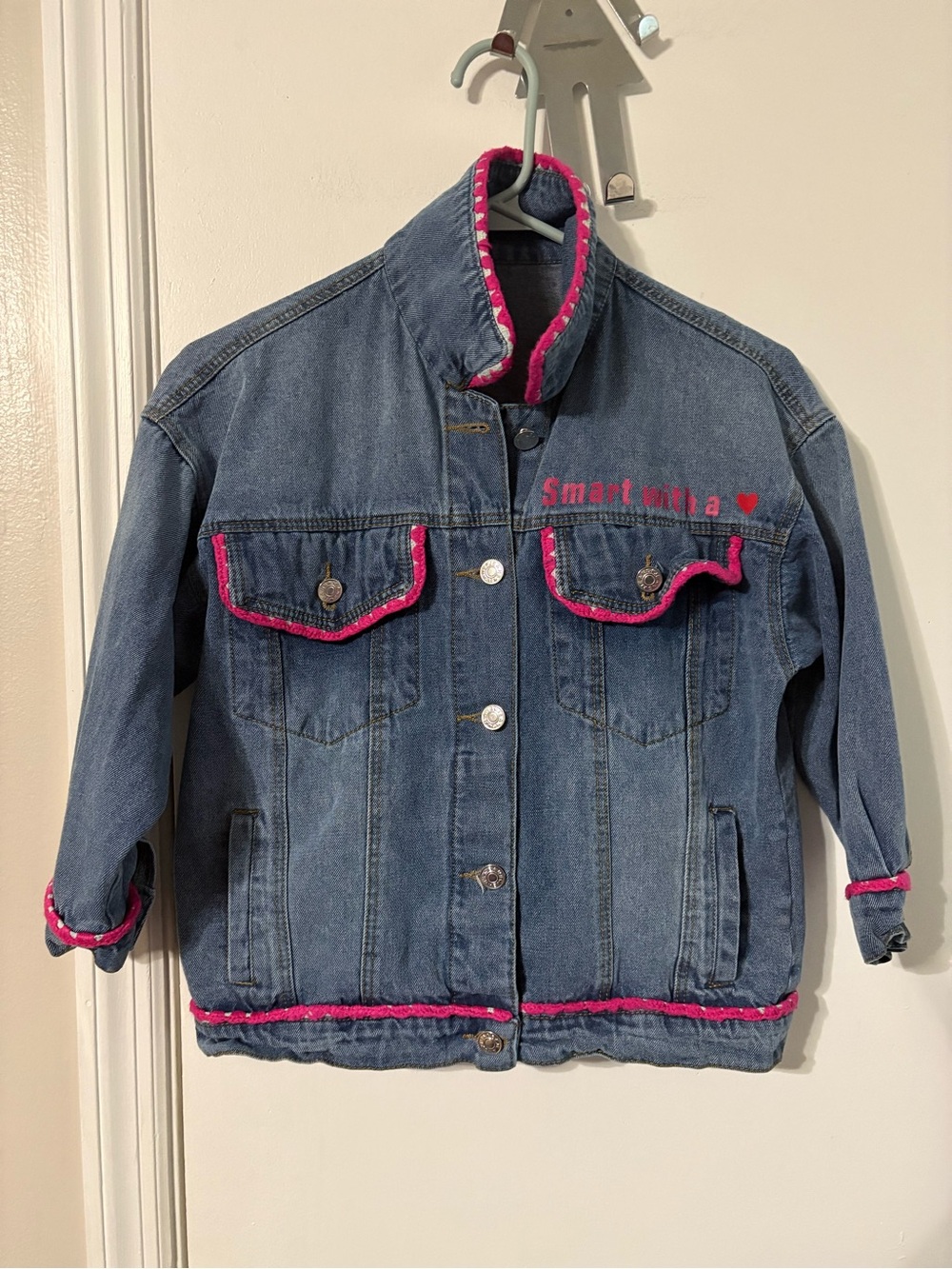 Betty Boop Kids Blue Denim Jacket with Pink '92' Patch medium